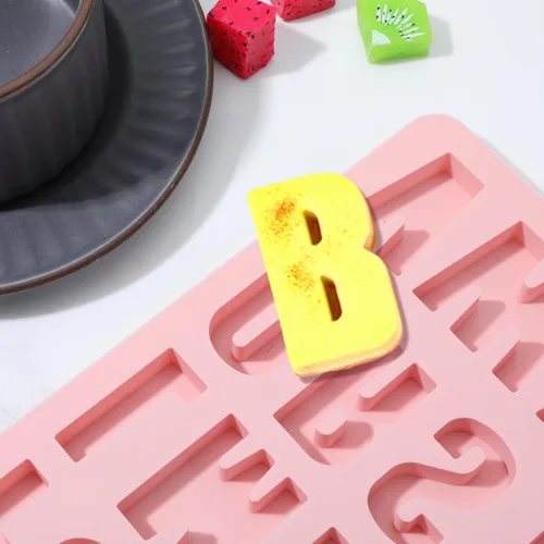 Miniatura 5 de Moldes de letras de silicona rosa, molde del alfabeto de 26 cavidades para chocolate, moldes de chocolate A-Z letras para pasteles, cubitos