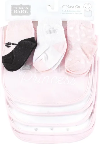 Miniatura 218 de Hudson Baby Conjunto de babero y calcetines unisex de algodón para bebé