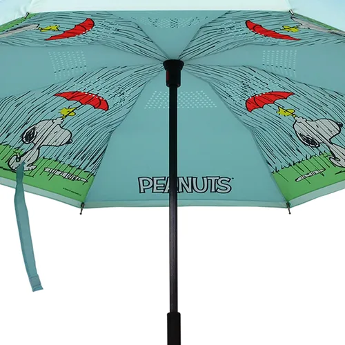 Miniatura 4 de Peanuts Snoopy Woodstock Blue Revers-A-Brella - Paraguas invertido con mango en C sin goteo, Cacahuetes azules, Compacto