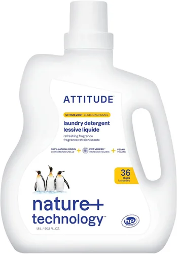 ATTITUDE Detergente Líquido para Ropa, Verificado por EWG, Compatible con Lavadoras de Alta Eficiencia (HE), Basado en Plantas y Vegano, Jabón