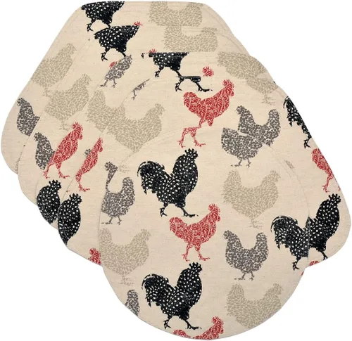Miniatura 7 de Rifton Red Rooster Charger-Center - Juego de dos manteles individuales redondos