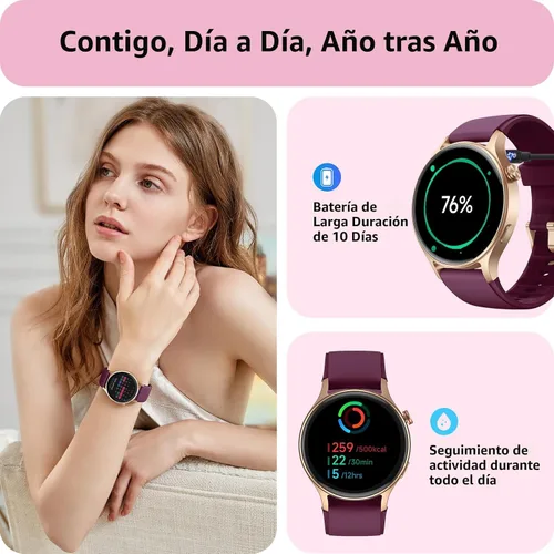 Miniatura 3 de Reloj inteligente para mujeres, responder/hacer llamadas, pantalla ultra clara AMOLED de 1.32 pulgadas, rastreadores de fitness con monitor