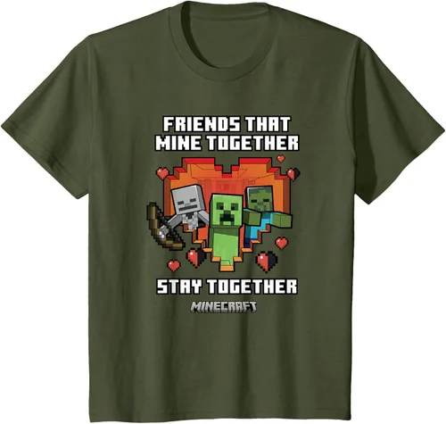 Miniatura 8 de Minecraft Camiseta de San Valentín Friends That Mine Together Mobs, Negro