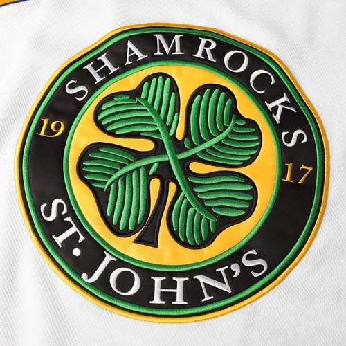 Miniatura 4 de 3 Ross The Boss Rhea - Camiseta de hockey para hombre, tréboles de ST John's cosidos con parche EMHL blanco, verde, negro, 3 Verde