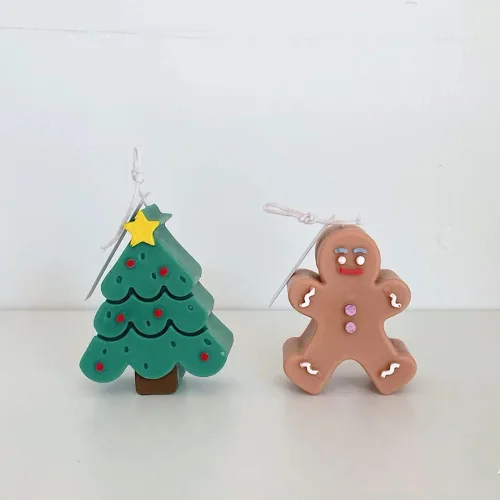 Miniatura 2 de Paquete de 2 moldes de silicona 3D para velas, árbol de Navidad + molde de hombre de jengibre, molde de fondant de Navidad para hacer velas