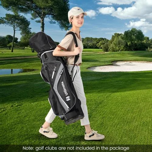 Miniatura 9 de Bolsa de carrito de golf Tangkula con divisores superiores de 14 vías, bolsa ligera para palos de golf con 9 bolsillos, bolsa con enfriador, soporte
