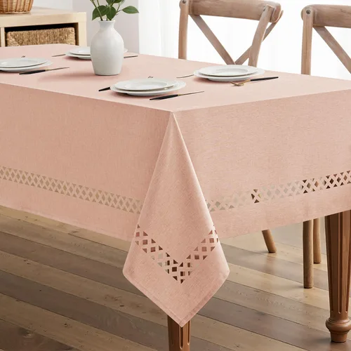 Miniatura 25 de MIULEE Mantel redondo de poliéster de lino beige con recortes decorativos, impermeable, resistente a las manchas y al encogimiento, 60 x 60