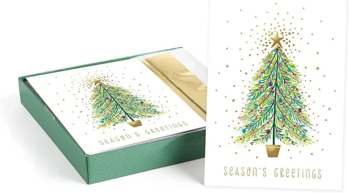 Miniatura 17 de Masterpiece Adorno Navideño Brillante Tarjetas de Navidad / Juego de 16 Tarjetas Navideñas en Caja con Acentos de Papel Aluminio Plateado y Sobres