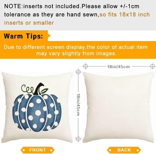 Miniatura 7 de RABUSOFA Dark Blue Polka Dot Pumpkin Fall Pillow Covers,Seasonal Autumn Thanksgiving Decorative Throw Pillows Fall Decorations for Home Couch Decor