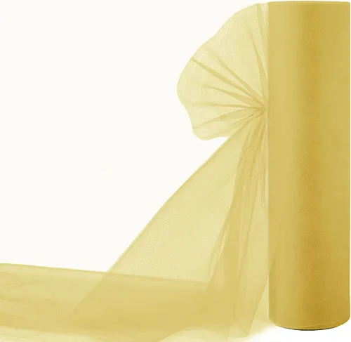 Miniatura 42 de Rollos de tela de tul dorado antiguo de 54 pulgadas por 10 yardas, rollo de tela de tul para bodas, decoraciones de Navidad, envoltura de regalos