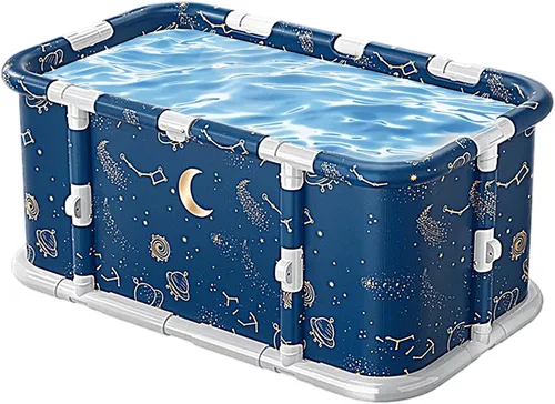 Miniatura 10 de Simcat Bañera plegable portátil grande de 45 pulgadas con marco de metal para adultos (3.9 ft negro puro incluye cojín y tubo de drenaje)