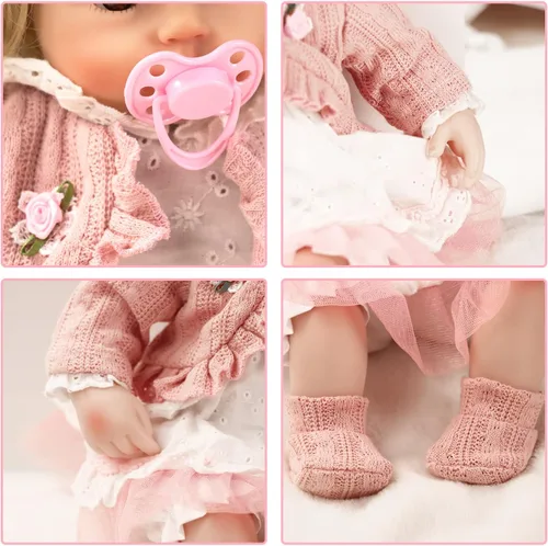 Miniatura 4 de Muñecas de bebé realistas realistas para niña, vinilo de silicona de 16 pulgadas, renacido, vida recién nacida como una niña pequeña en cuerpo suave