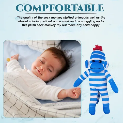Miniatura 4 de Plushland Adorable Mono de Calcetines, El Original y Tradicional Juguete de Animal de Peluche Tejido a Mano, Regalo para Niños, Bebés, Adolescentes