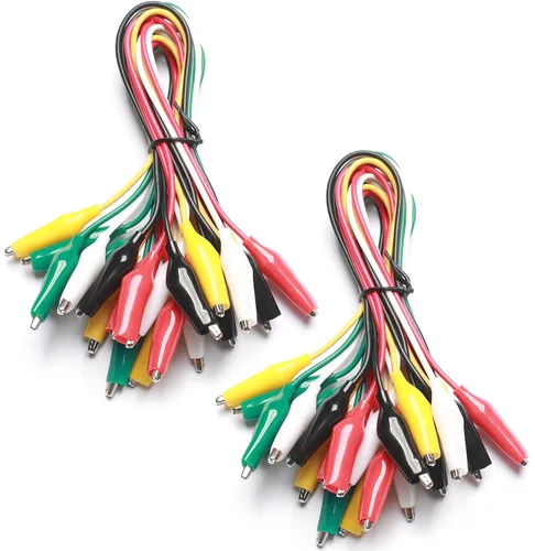 Miniatura 8 de WGGE WG-026 Juego de cables de prueba de 10 piezas y 5 colores y clips de cocodrilo, cable de cobre de 20.5 pulgadas/22 AWG. Los clips soldados