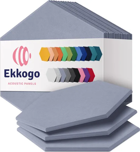 Miniatura 105 de Paneles insonorizantes de alta densidad para pared, forma hexagonal, paquete de 12 unidades de 14" x 12.1" x 0.4", color azul mezclilla Azul denim