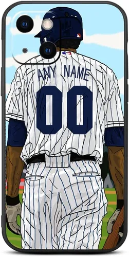 Miniatura 26 de Funda negra con nombre y número personalizable de camiseta de béisbol para iPhone 14 13 12 11 Xs Max XR 8 7 6 Plus 11 Pro mini, silicona