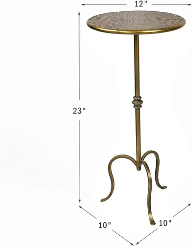 Miniatura 3 de Mesa auxiliar de metal, estilo Martini, mesa de centro vintage pequeña, redonda, 23 pulgadas, para sala de estar, dormitorio, antigua Antiguo