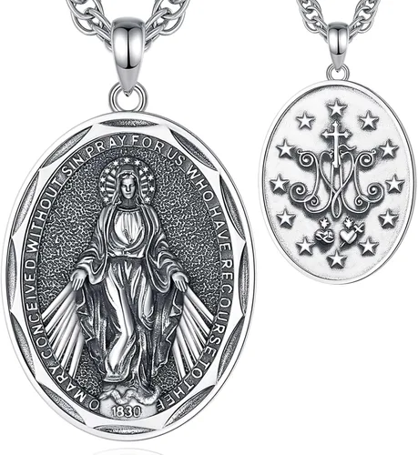 INFUSEU Regalos religiosos únicos para hombres y mujeres, collares con colgante de San Miguel, San Cristóbal, San Benito, Virgen María