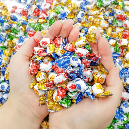 Miniatura 3 de Mini caramelo duro relleno de fruta, 1 libra, bolsa a granel, centro líquido y carcasa dura, envueltos individualmente (270 piezas)