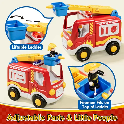Miniatura 3 de Lehoo Castle Auto a control remoto para niños pequeños, camiones de bomberos para niños pequeños de 3 a 5 años, juguete de coche de policía a