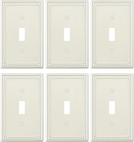 Miniatura 125 de Paquete de 4 placas de cubierta para interruptor de luz de palanca individual, cubiertas decorativas de perlas, placa de pared de metal almendra