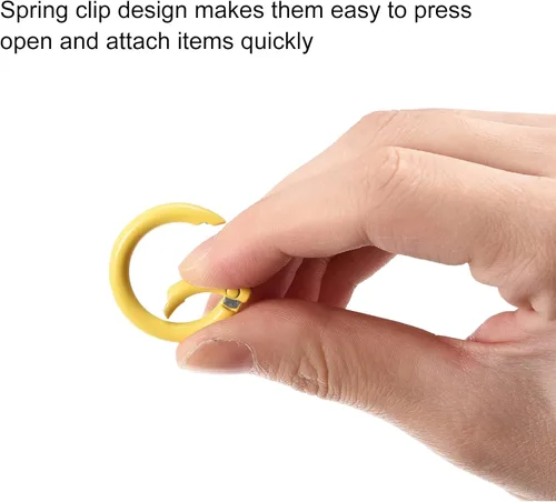 Miniatura 4 de uxcell Anillos redondos de resorte, hebilla de gatillo para bolsos, monederos, llavero Amarillo