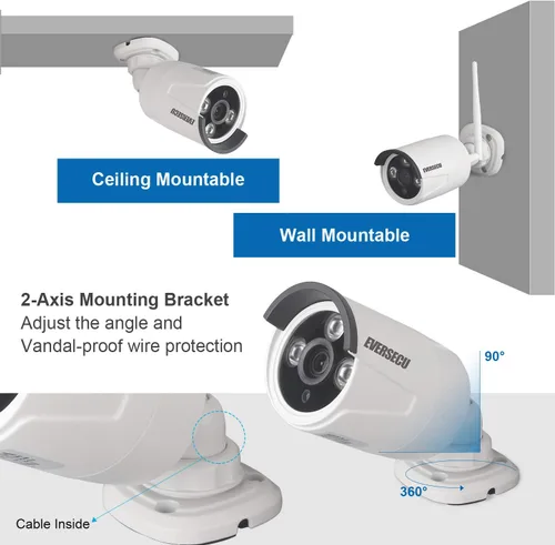 Miniatura 7 de [8 canales expandibles] Sistema de cámaras de seguridad para el hogar 2K 3MP con monitor de 12 pulgadas y kits de vigilancia combo NVR con disco Con