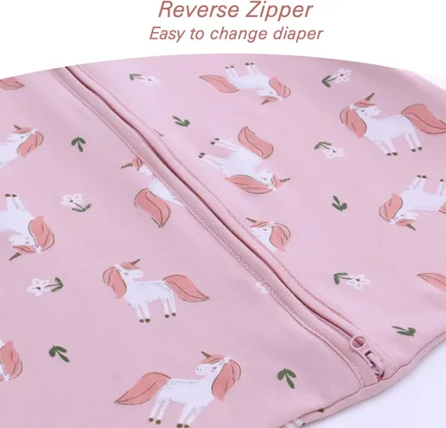 Miniatura 5 de Miracle Baby Saco de dormir con pies - 0.5 TOG 100% algodón transpirable, diseño sin mangas, saco de dormir para bebé Caballo rosa
