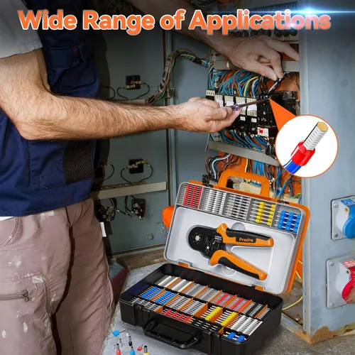 Miniatura 7 de Preciva Kit de herramientas de prensado de virola AWG23-10/0.25-6mm² con conectores de alambre de 19 tamaños, alicates de crimpado de alambre