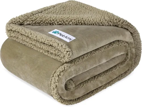 Miniatura 17 de PetAmi - Manta impermeable para perros medianos, cachorros, gatos pequeños Manta suave de forro polar Sherpa para mascotas, para sofá, sofá, funda