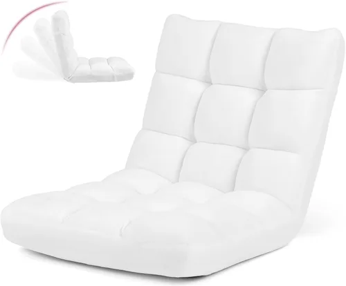 Miniatura 16 de GOFLAME Sofá de suelo plegable de 14 posiciones, sofá ajustable para juegos, silla acolchada, cama plegable para dormir para sala de estar, Negro