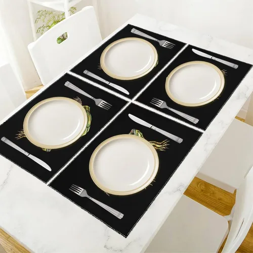 Miniatura 5 de Red Eared Slider Turtle Placemats Set of 6 Resistant Table Mats Washable Place Mats for Dinner Party Table Decoration