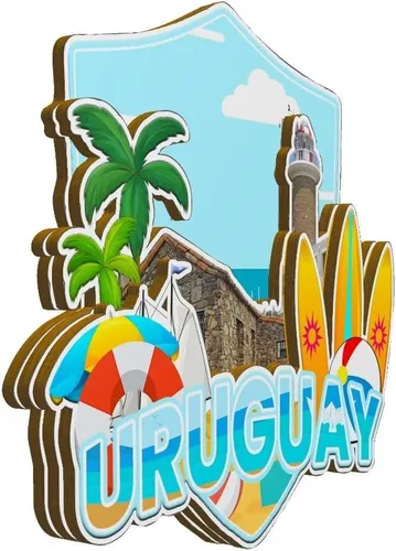 Miniatura 2 de Uruguay Uruguay imán de nevera de madera 3D monumentos de viaje coleccionables recuerdos decoración hecha a mano -2289