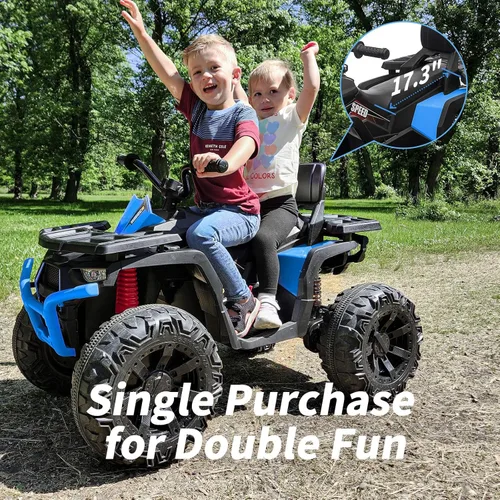 Miniatura 3 de Hikiddo ATV para niños de 4 ruedas, 24 V paseo en coche de juguetes para niños grandes con motor de 400 W, 2 plazas - azul