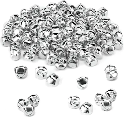 MCPINKY 170 cascabeles, mini campanas para manualidades, para decoraciones de regalos, bolsas de regalo de bricolaje, 0.5 pulgadas, color plateado