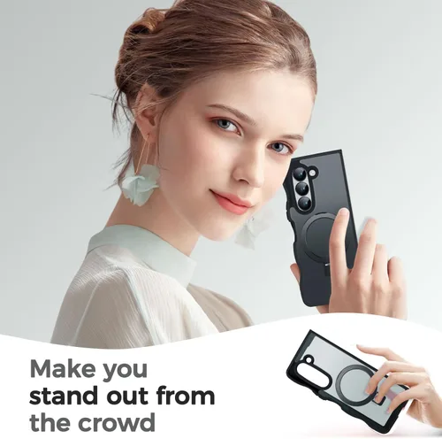 Miniatura 8 de Soporte magnético y marco ondulado: funda para Samsung Galaxy Z Fold 6 [compatible con MagSafe] [protección militar contra caídas] no amarillenta