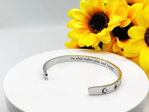 Miniatura 225 de Pulseras inspiradoras para mujer, joyería de acero inoxidable, con refranes, pulsera motivacional con mensaje oculto, pulseras grabadas para mejor