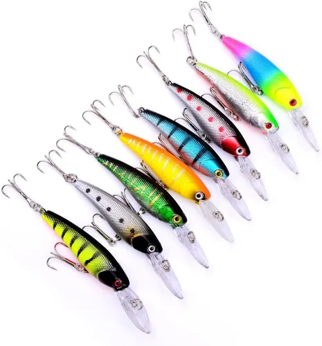 Juego de 8 señuelos de pesca, cebos de trucha minnow Swimbait, señuelos artificiales para lubina, cebo de manivela para trucha, salmón