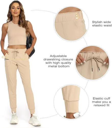Miniatura 4 de Haowind - Pantalones deportivos para mujer con bolsillos y cintura elástica, cómodos pantalones de deportivos de descanso para deportes, gimnasio