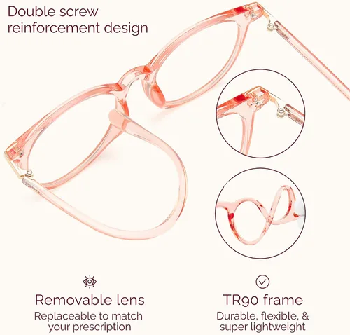 Miniatura 5 de Gaoye GY1688 - Paquete de 2 lentes de bloqueo de luz azul, marco redondo retro, antifatiga ocular, lentes para computadora para mujeres y hombres