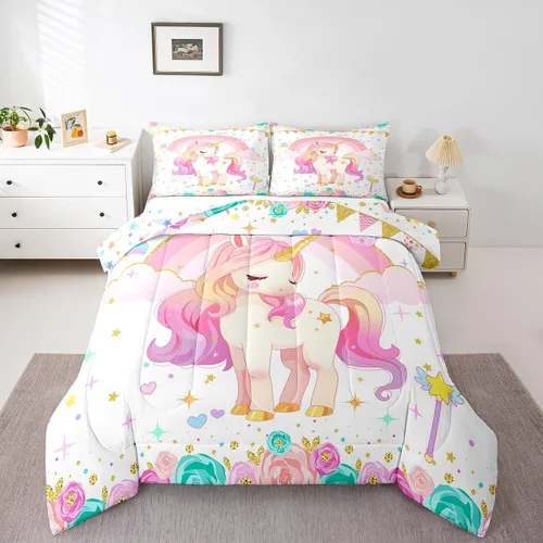 Miniatura 50 de Castle Fairy - Juego de funda de edredón con bandera estadounidense tamaño King, ropa de cama para niñas y adolescentes, funda de edredón con Multi