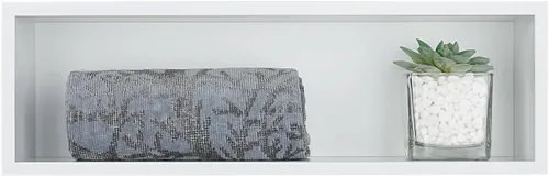 Miniatura 20 de JQK Niche de ducha sin necesidad de azulejos, estante de baño de níquel cepillado de 4 x 14 pulgadas, estante organizador de ducha empotrado
