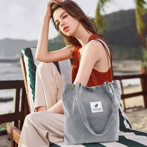 Miniatura 70 de Ayieyill - Bolsa de pana para mujer y niña, con correa de lona para colgar al hombro, bolsa con bolsillo