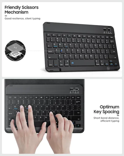 Miniatura 6 de MoKo Funda universal para tablet con teclado QWERTY para tablet de 9", 9.7", 10.1", 10.2", 10.4", 10.5", 10.9", con teclado Bluetooth inalámbrico