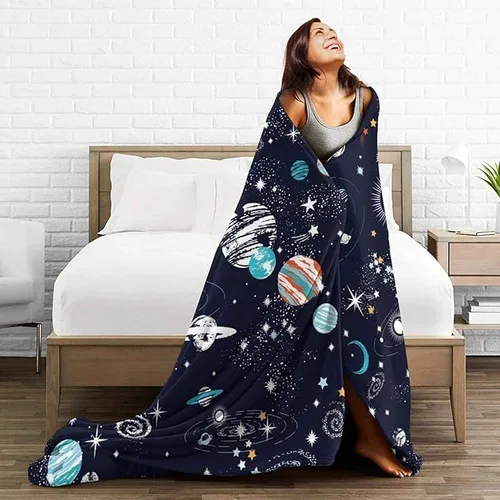 Miniatura 5 de SARA NELL Manta espacial para niños, manta espacial de franela de forro polar, ultra suave y esponjosa, para sofá, sistema solar, constelación