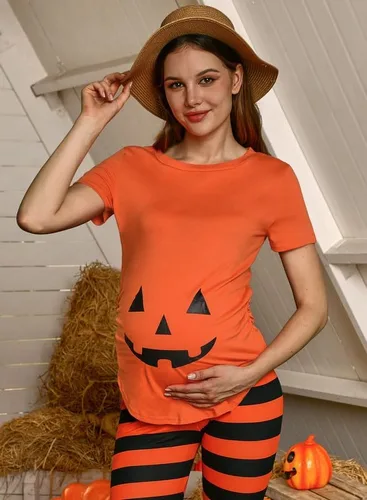 Miniatura 2 de Spadehill Camisa de manga corta divertida de maternidad de Halloween para mujer