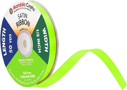 Miniatura 58 de Mandala Crafts Cinta de satén verde manzana para manualidades, cintas de tela de 1.5 pulgadas de ancho de 50 yardas para envolver regalos, ramos