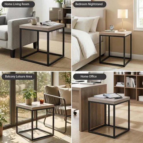 Miniatura 4 de CENSI - Mesa auxiliar/mesa auxiliar de roble lavado gris de 18 pulgadas Extra Thick 1.6" Honey-comb Wood Top, Sofa Table, Modern Industrial, Roble