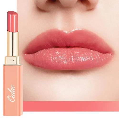 Miniatura 28 de Oulac Lápiz Labial Rosa Hidratante con Brillo - Lápiz Labial Hidratante Bálsamo Labial Tintado Brillante, Acabado Brillante Transparente Jugoso