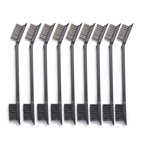 Miniatura 12 de Paquete de 10 cepillos de limpieza multiusos de doble punta para pistolas de 7 pulgadas, cepillos de cerdas de nailon de acero y latón (latón)